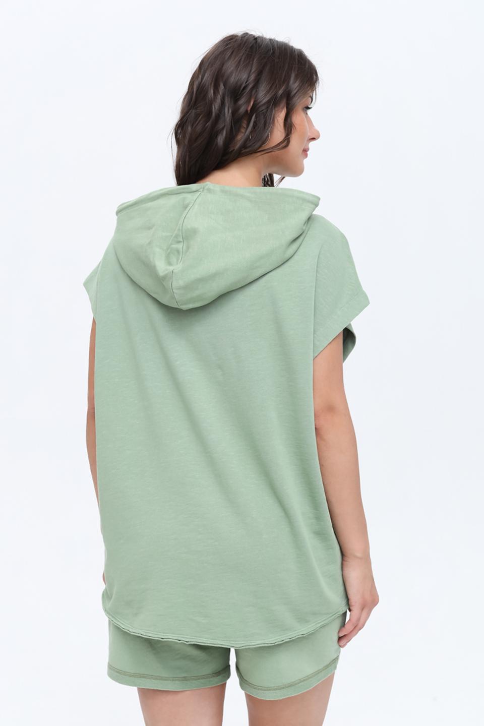 Пуловер Time Zone с капюшоном мятный