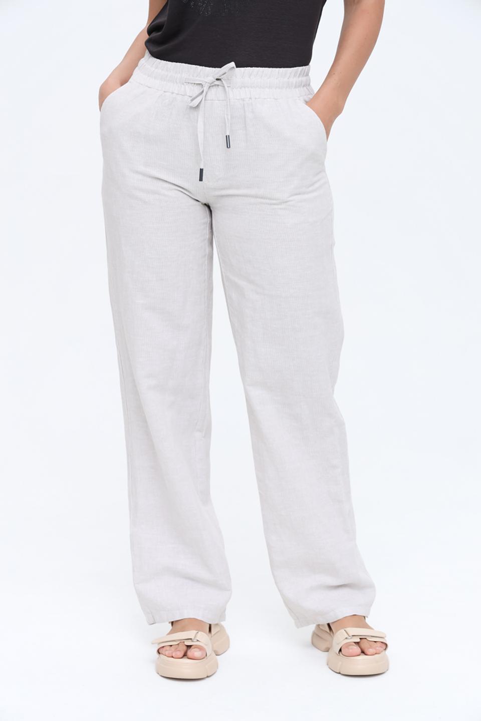 Брюки Zhrill лен прямого кроя серые