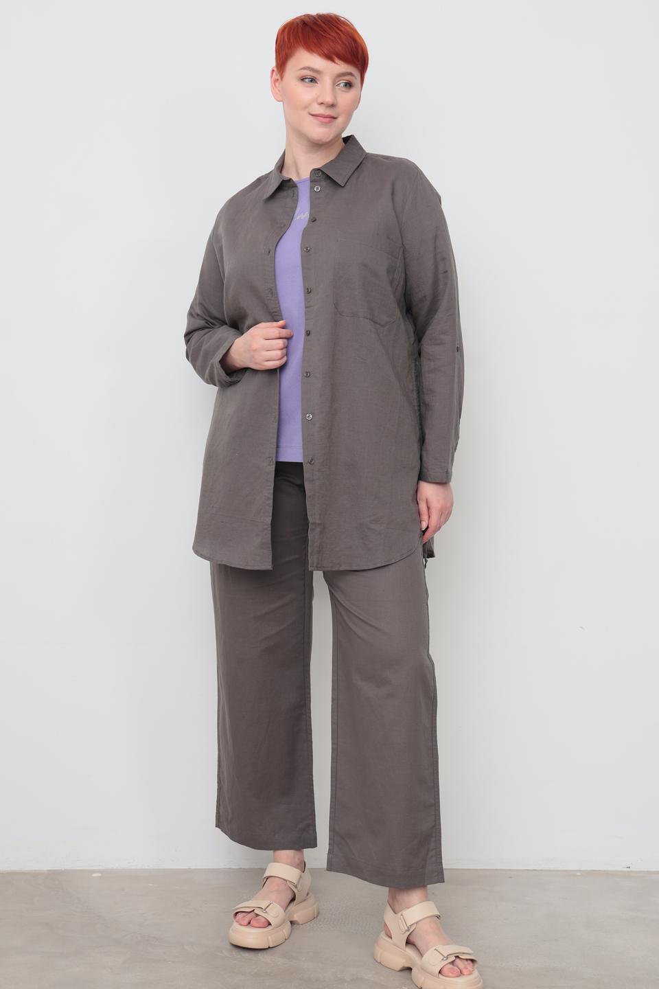 Рубашка Frapp оверсайз серая