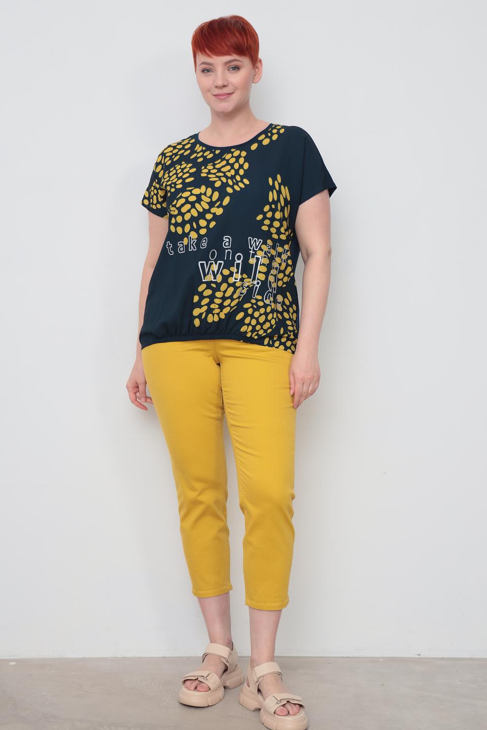 Футболка Samoon с принтом тёмно-зелёная