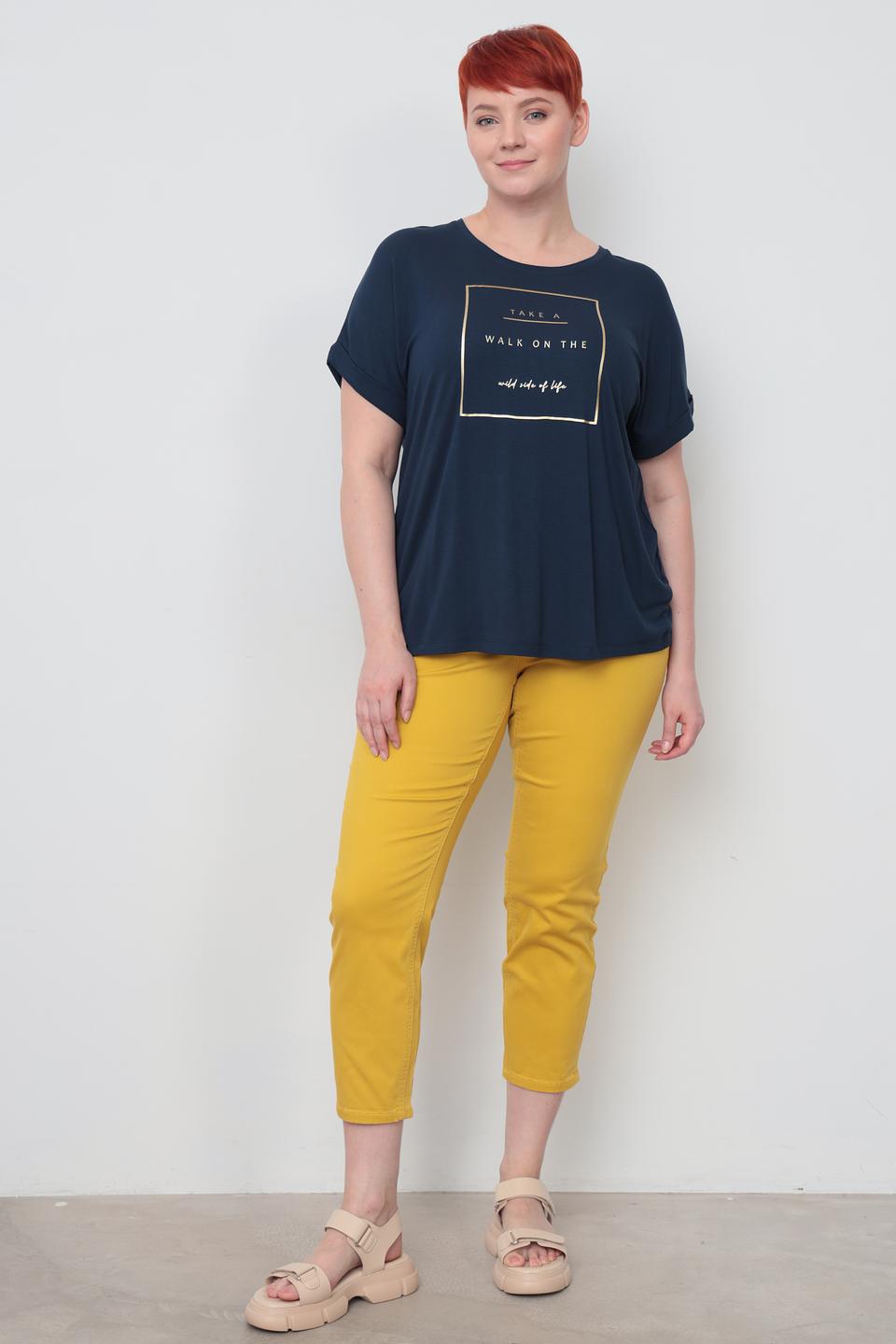 Футболка Samoon с принтом темно-синяя