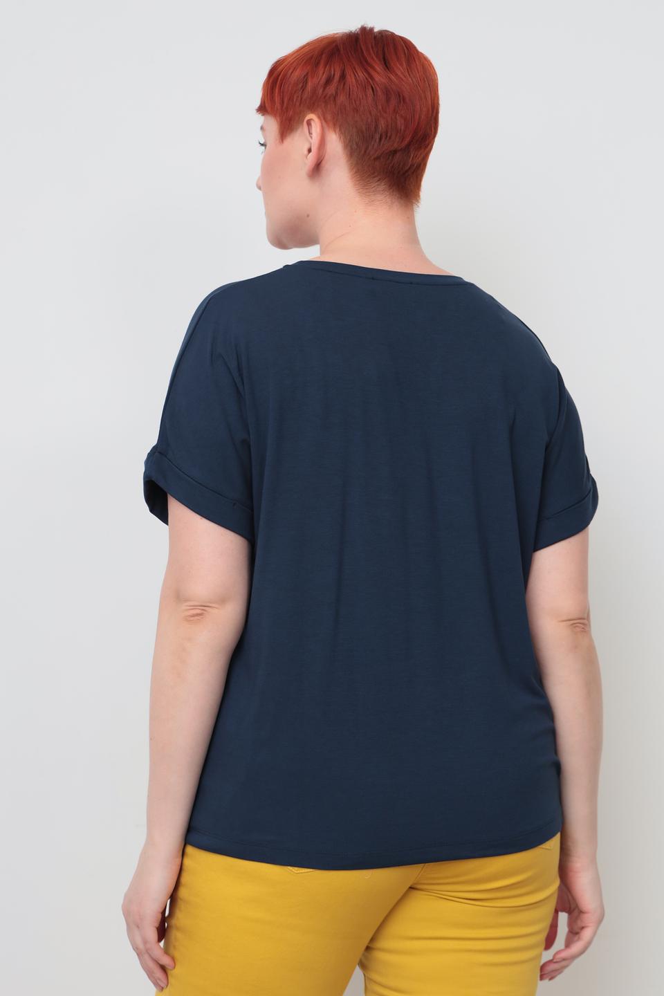 Футболка Samoon с принтом темно-синяя