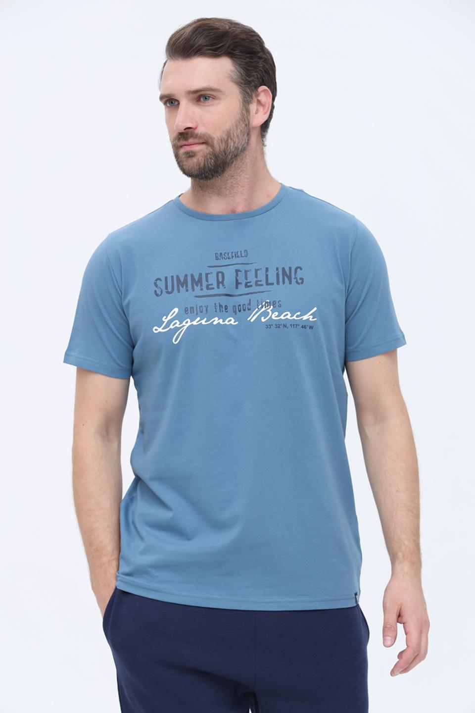Футболка Basefield с принтом голубая