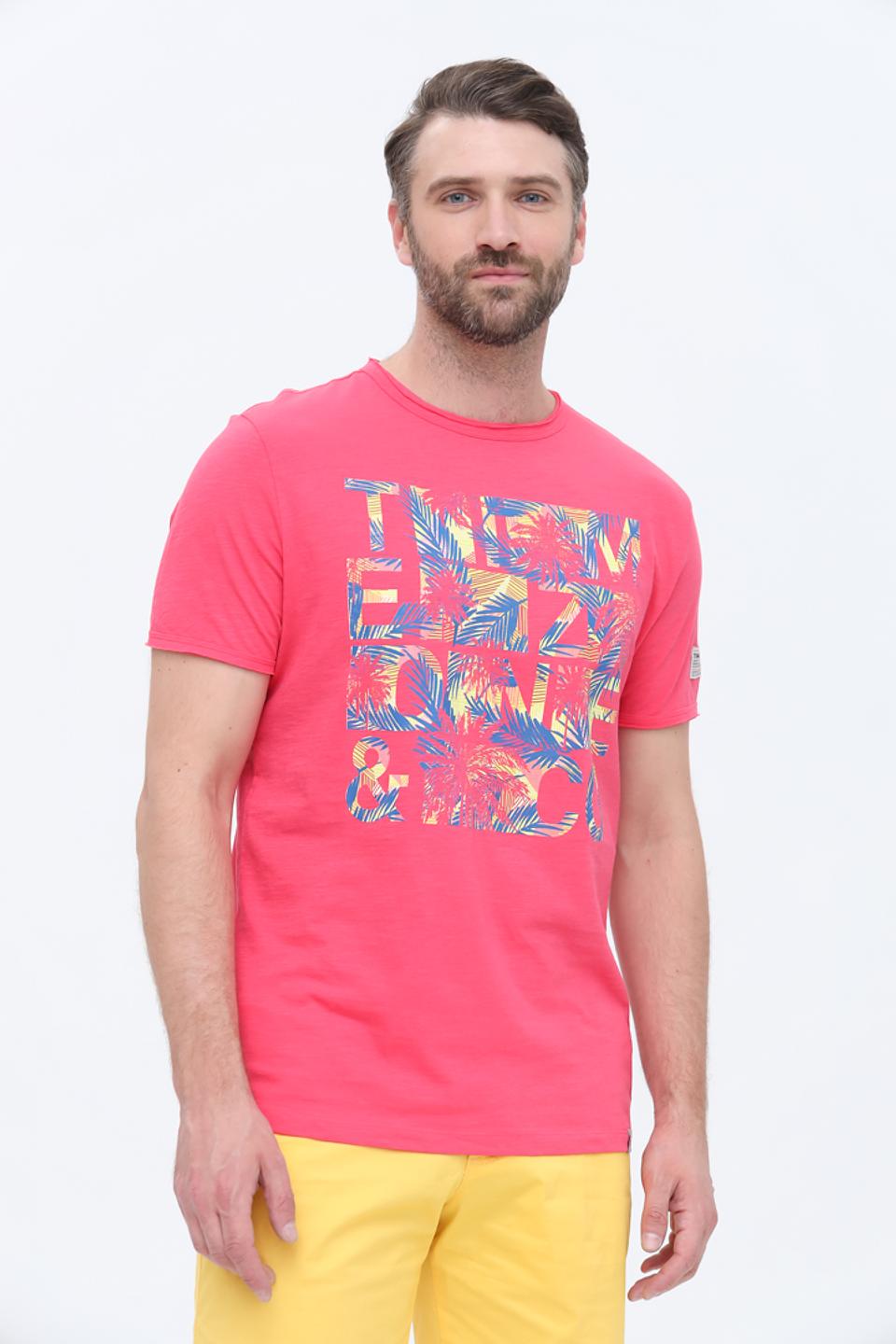 Футболка Time Zone с принтом малиновая