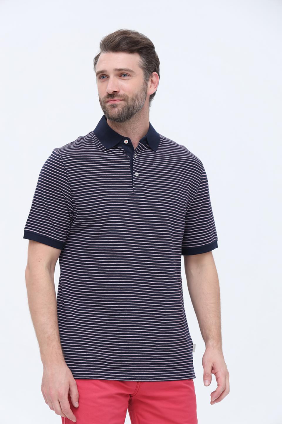 Поло Bugatti в полоску синий