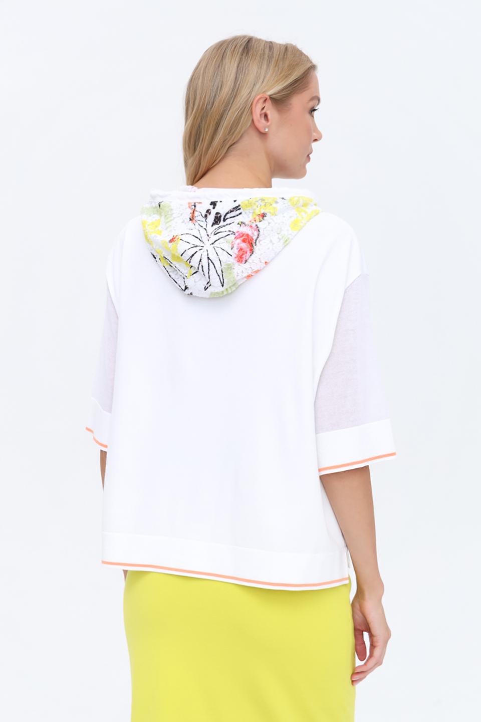 Пуловер Marc Cain с капюшоном белый