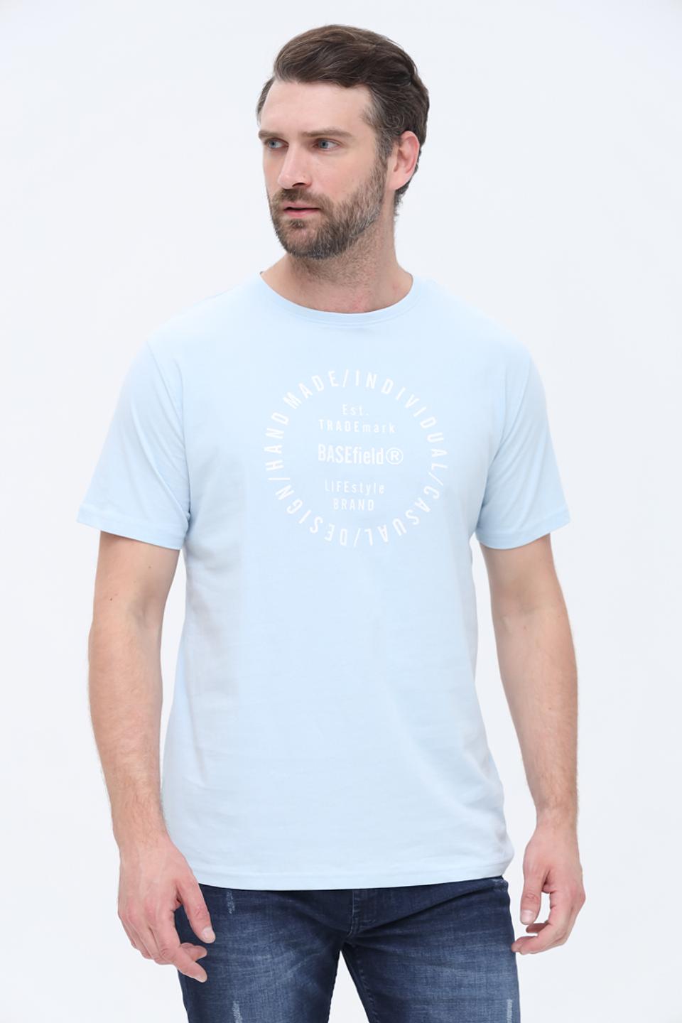 Футболка Basefield голубая с принтом