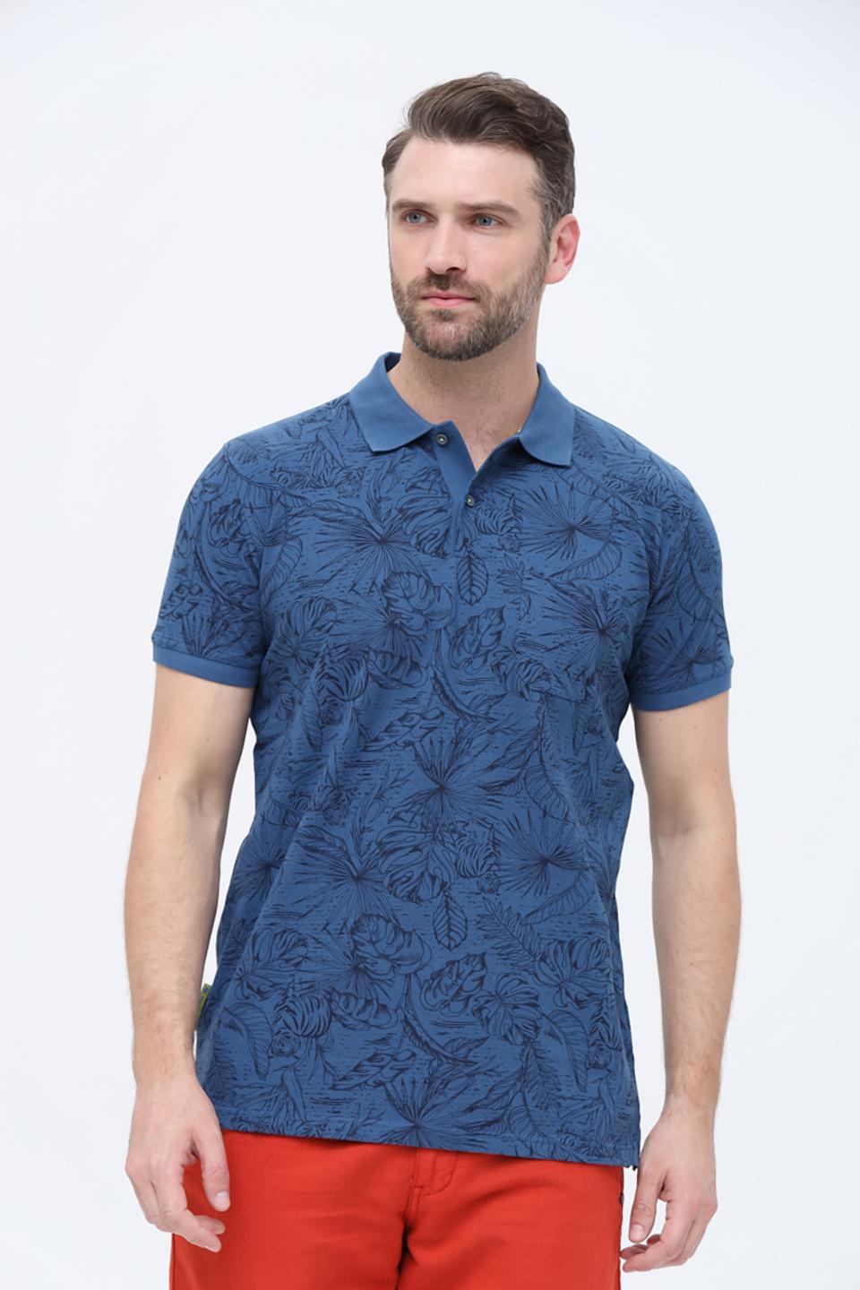 Поло Sea Barrier с принтом синий