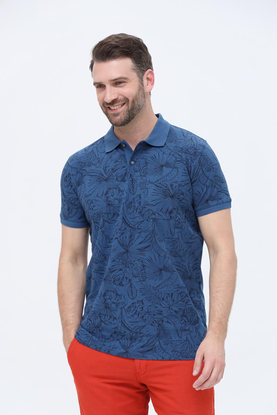 Поло Sea Barrier с принтом синий