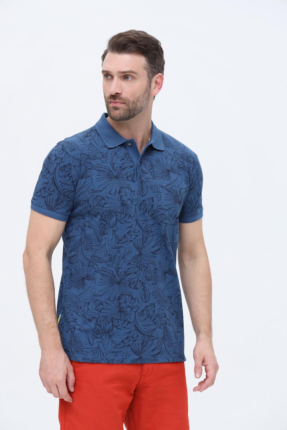 Поло Sea Barrier с принтом синий