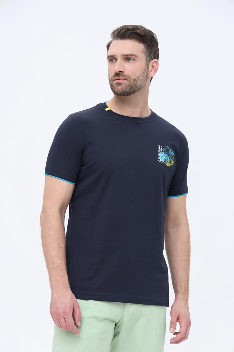 Футболка Sea Barrier с принтом тёмно-синяя
