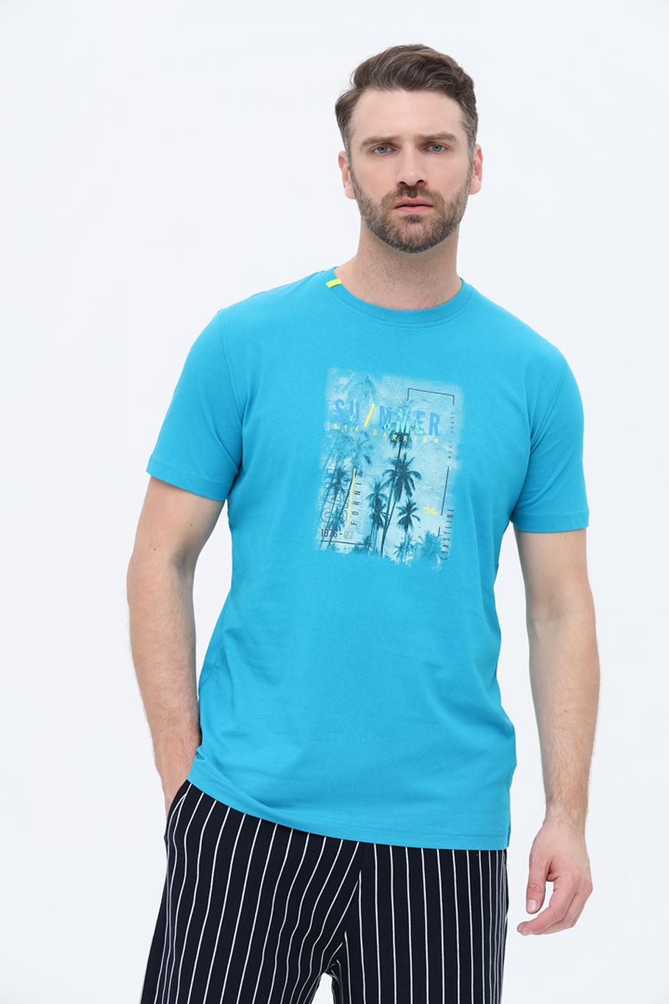 Футболка Sea Barrier с принтом бирюзовая