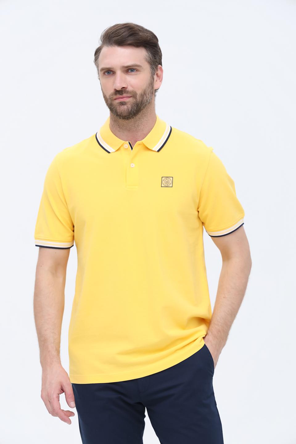 Поло Bugatti жёлтый с отделкой