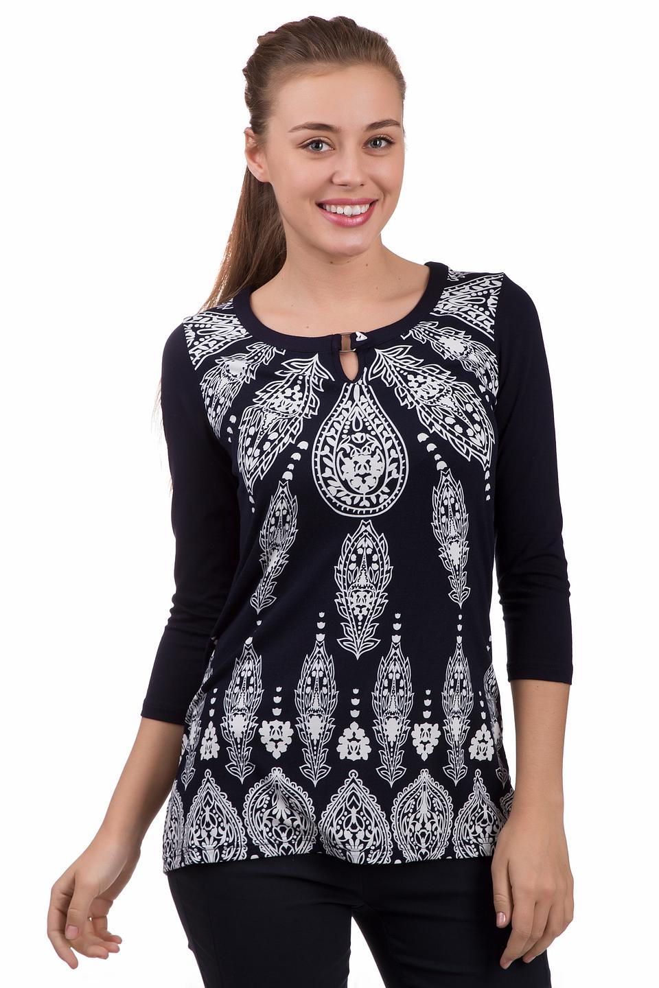 Блуза Pezzo темно-синяя с белым принтом