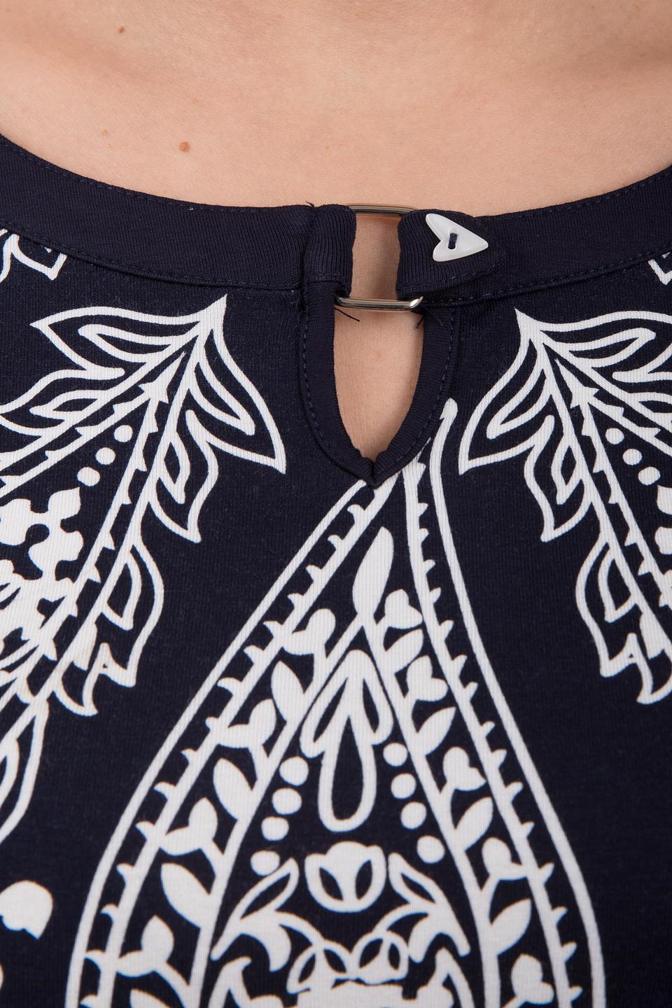 Блуза Pezzo темно-синяя с белым принтом