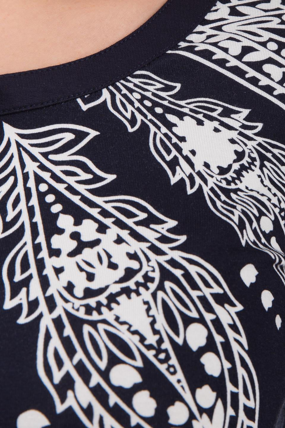 Блуза Pezzo темно-синяя с белым принтом