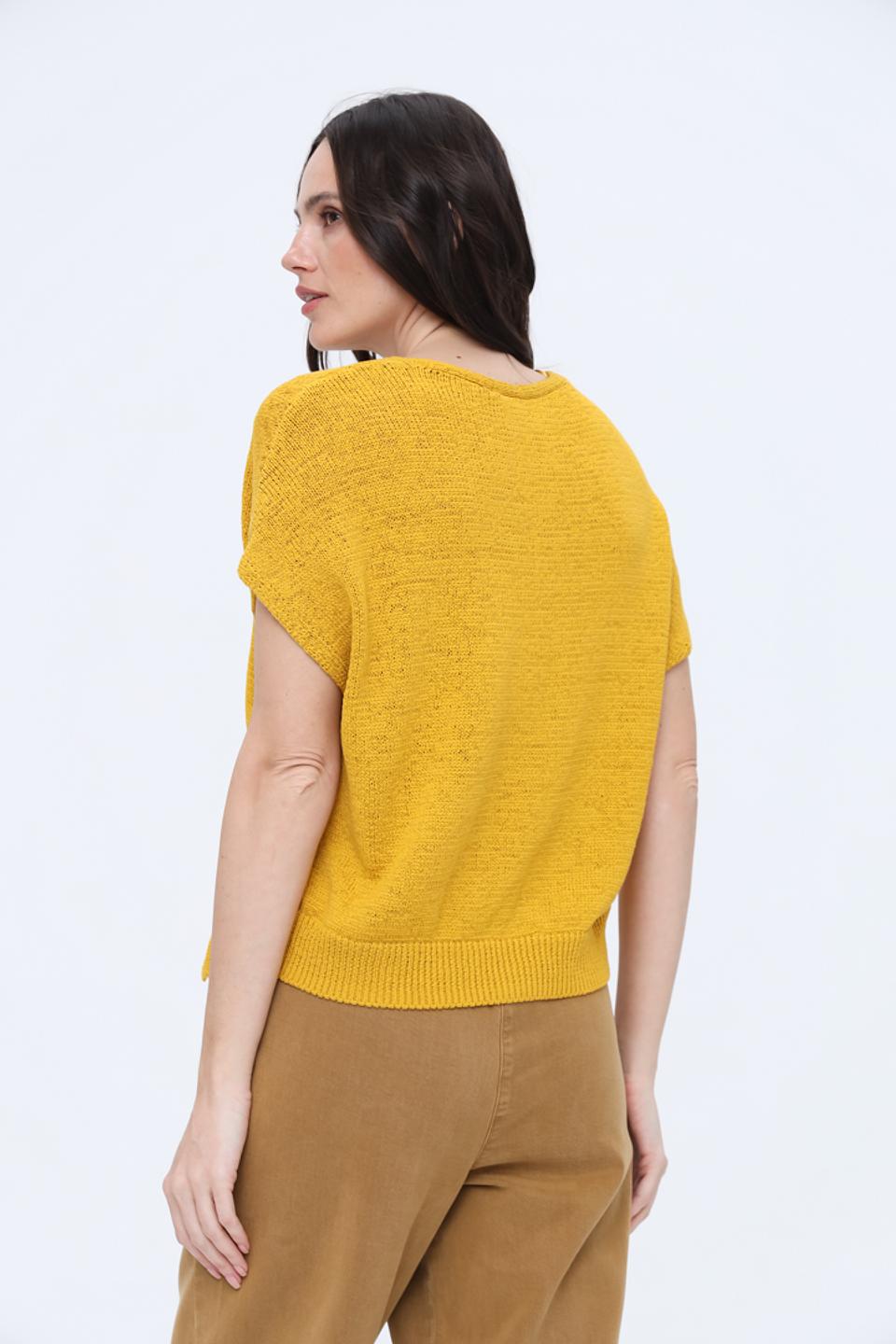 Пуловер Taifun горчичный с завязкой
