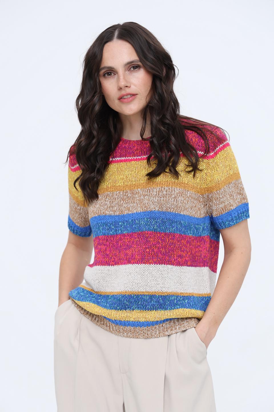 Пуловер Oui в полоску