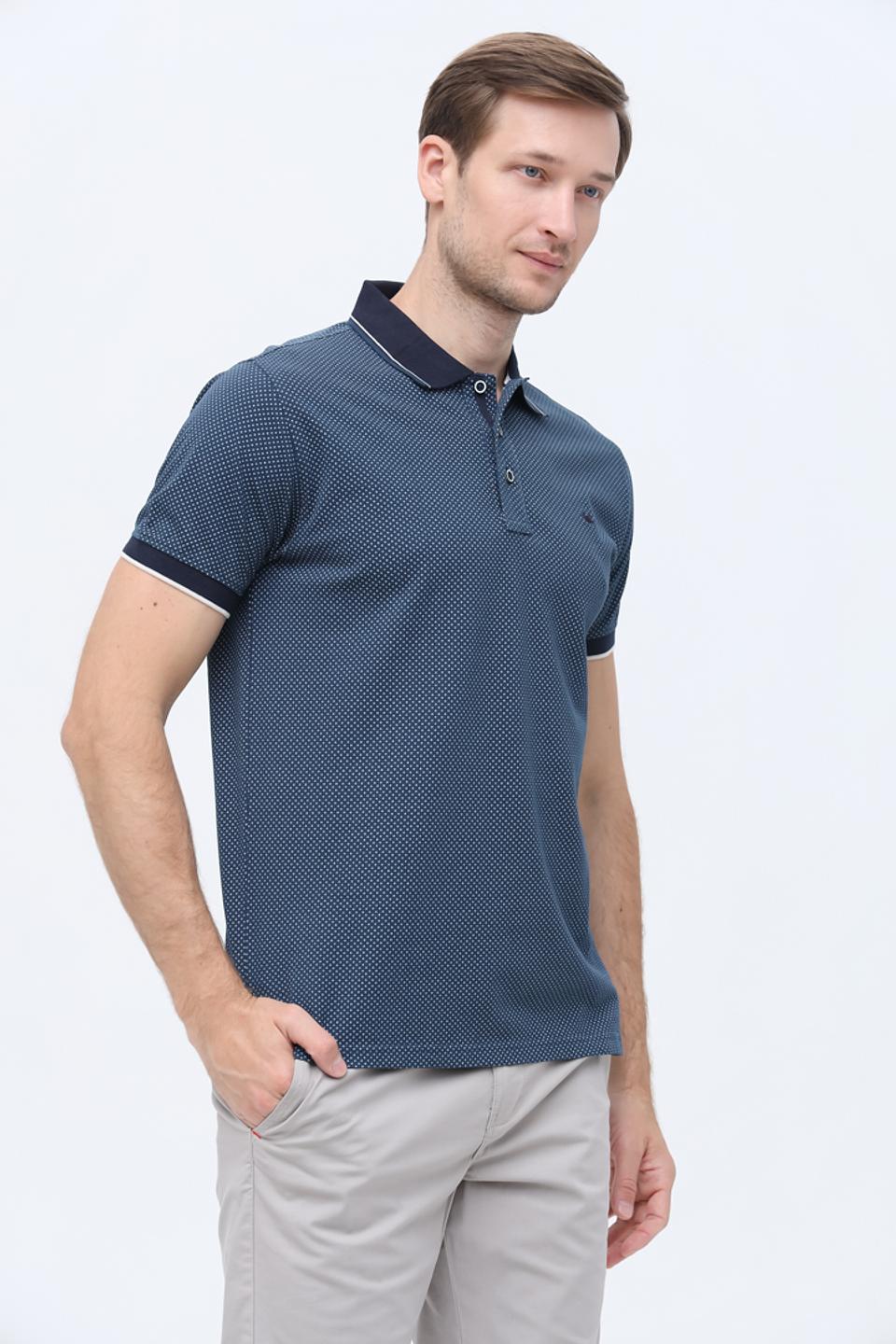 Поло Granchio с принтом синий