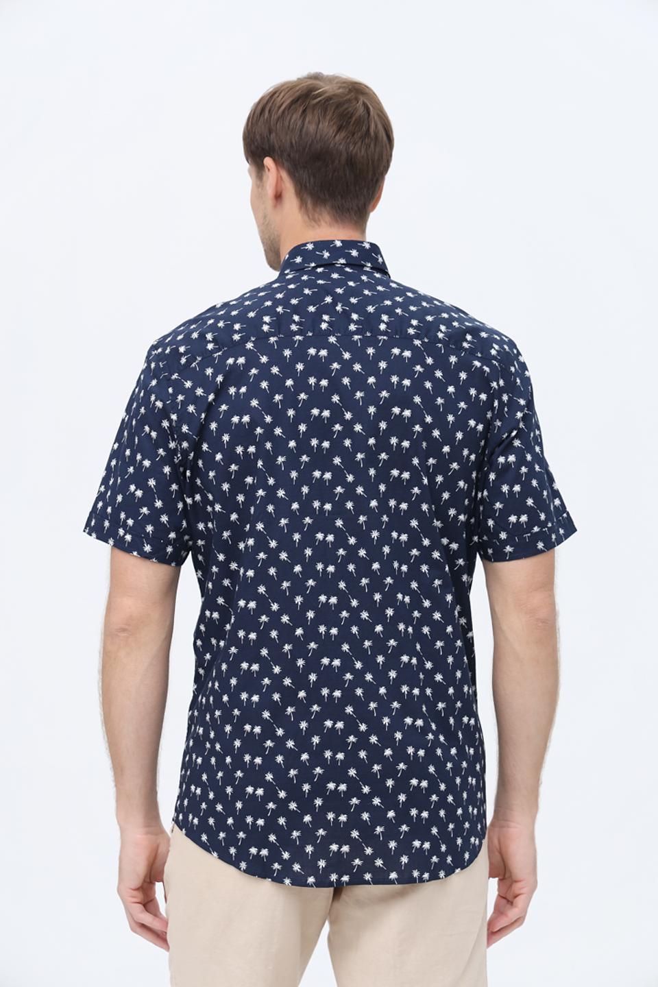 Рубашка Paddoks с пальмами синяя