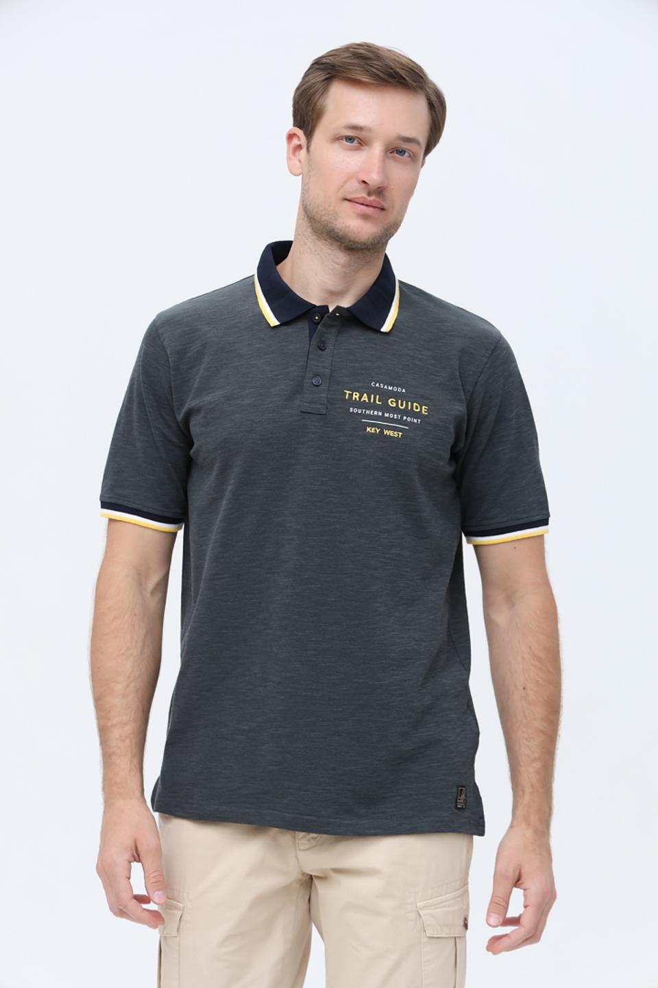 Поло Casa Moda men графит с желтым