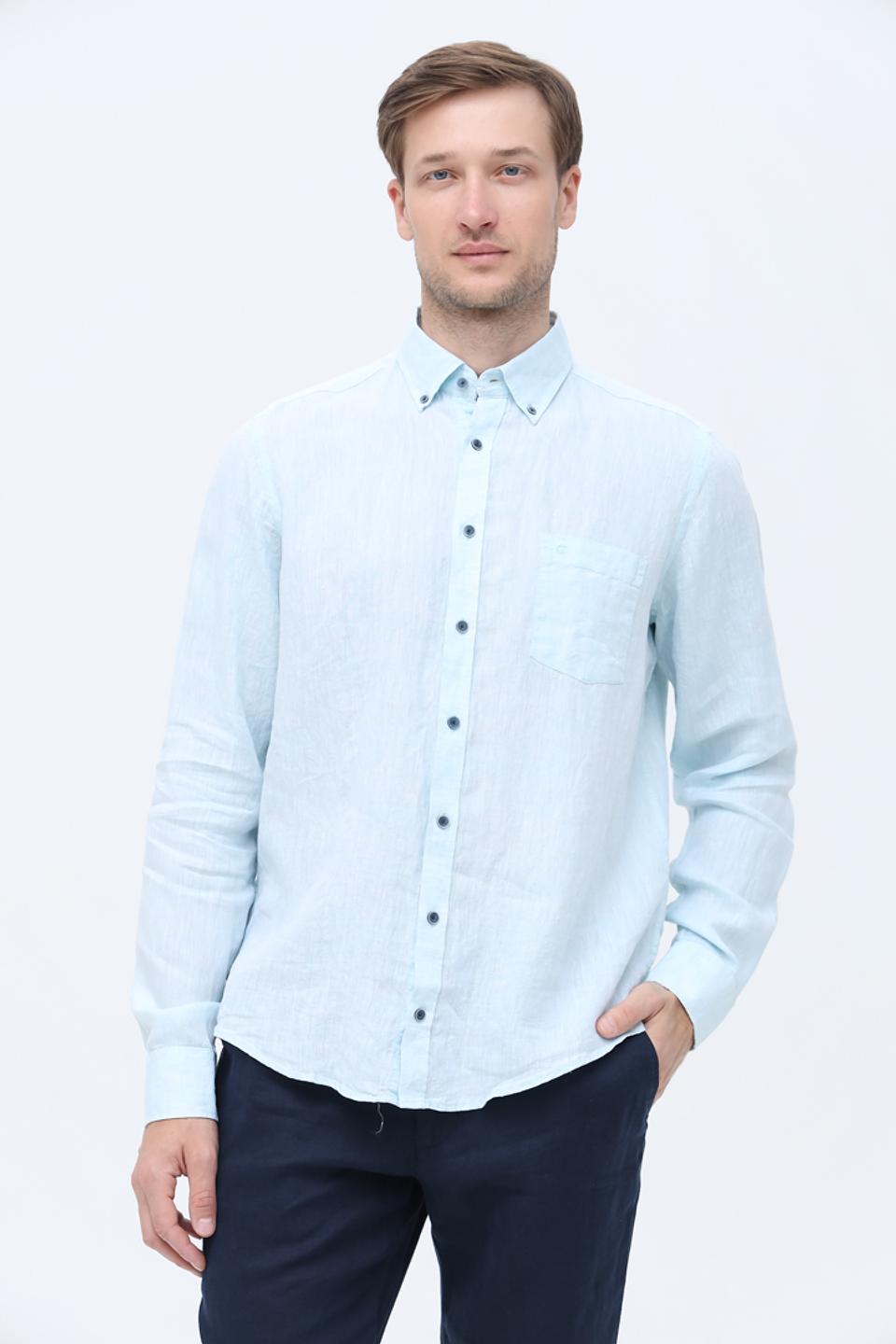 Рубашка Casa Moda лен голубой