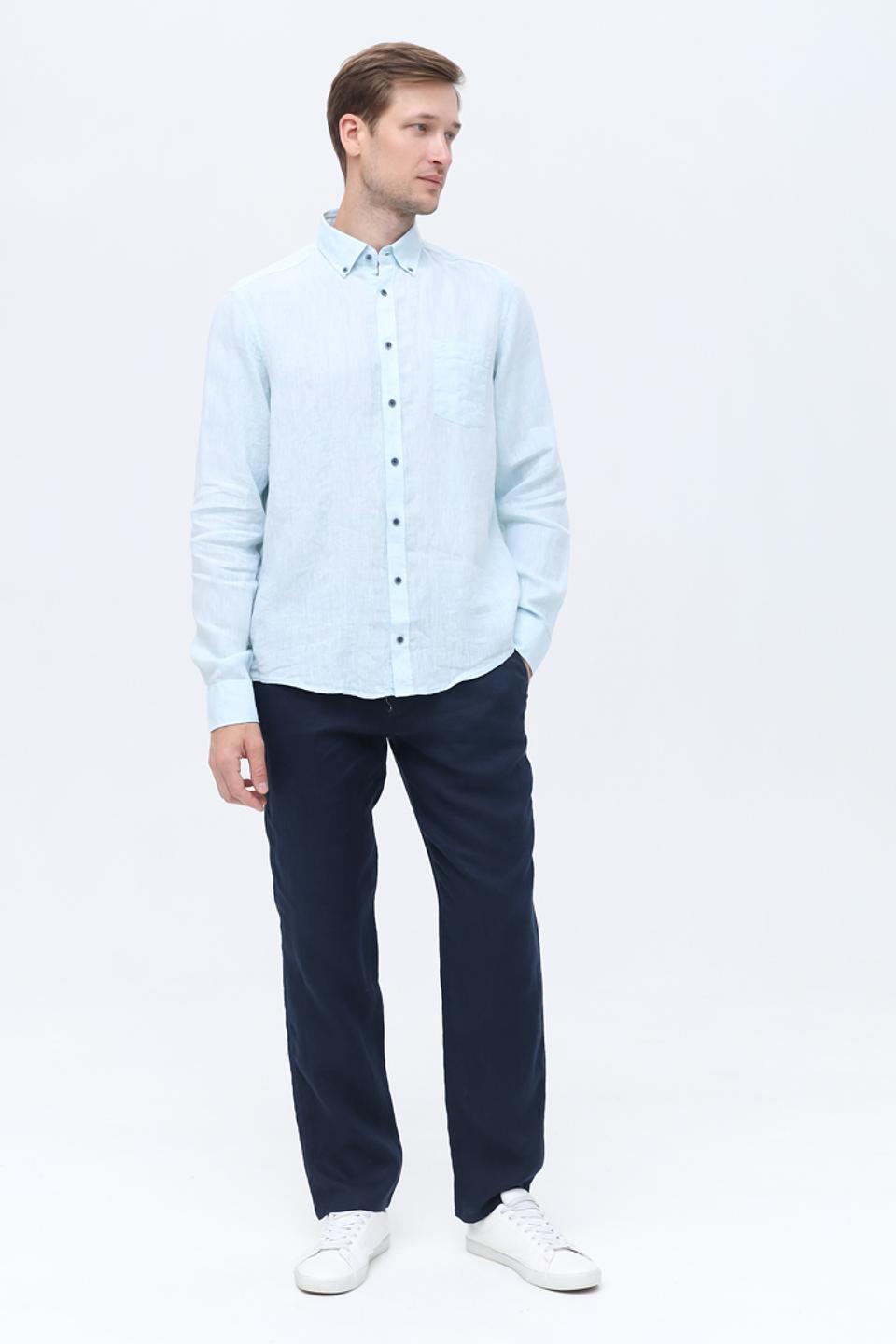 Рубашка Casa Moda лен голубой