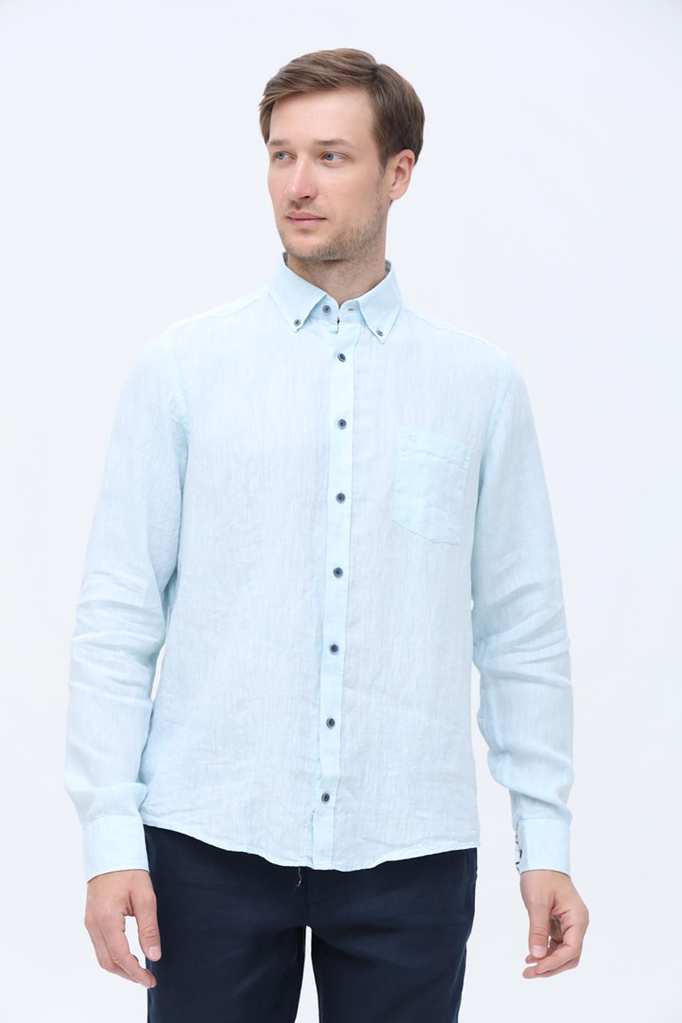 Рубашка Casa Moda лен голубой