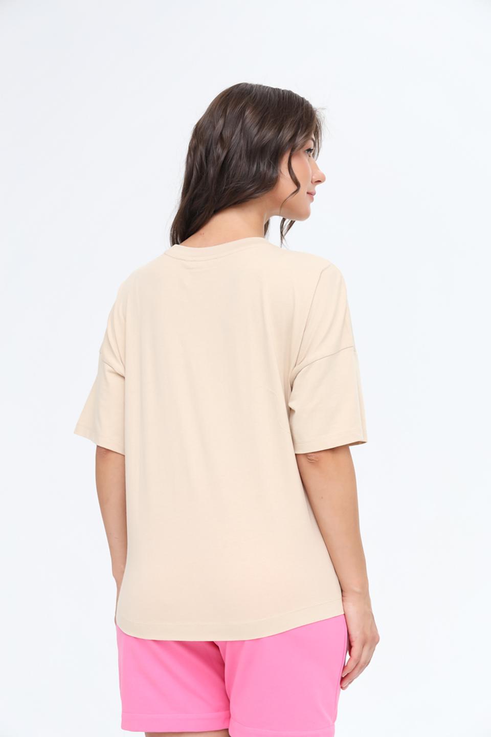 Футболка Tom Tailor бежевая оверсайз