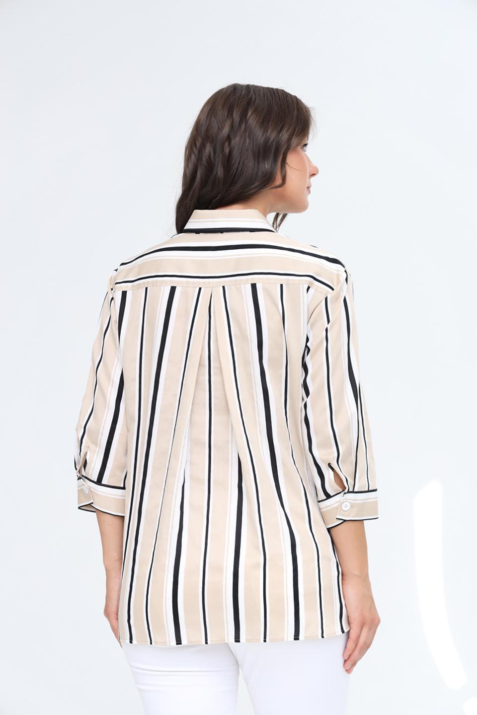 Рубашка SE Stenau в полоску бежевая