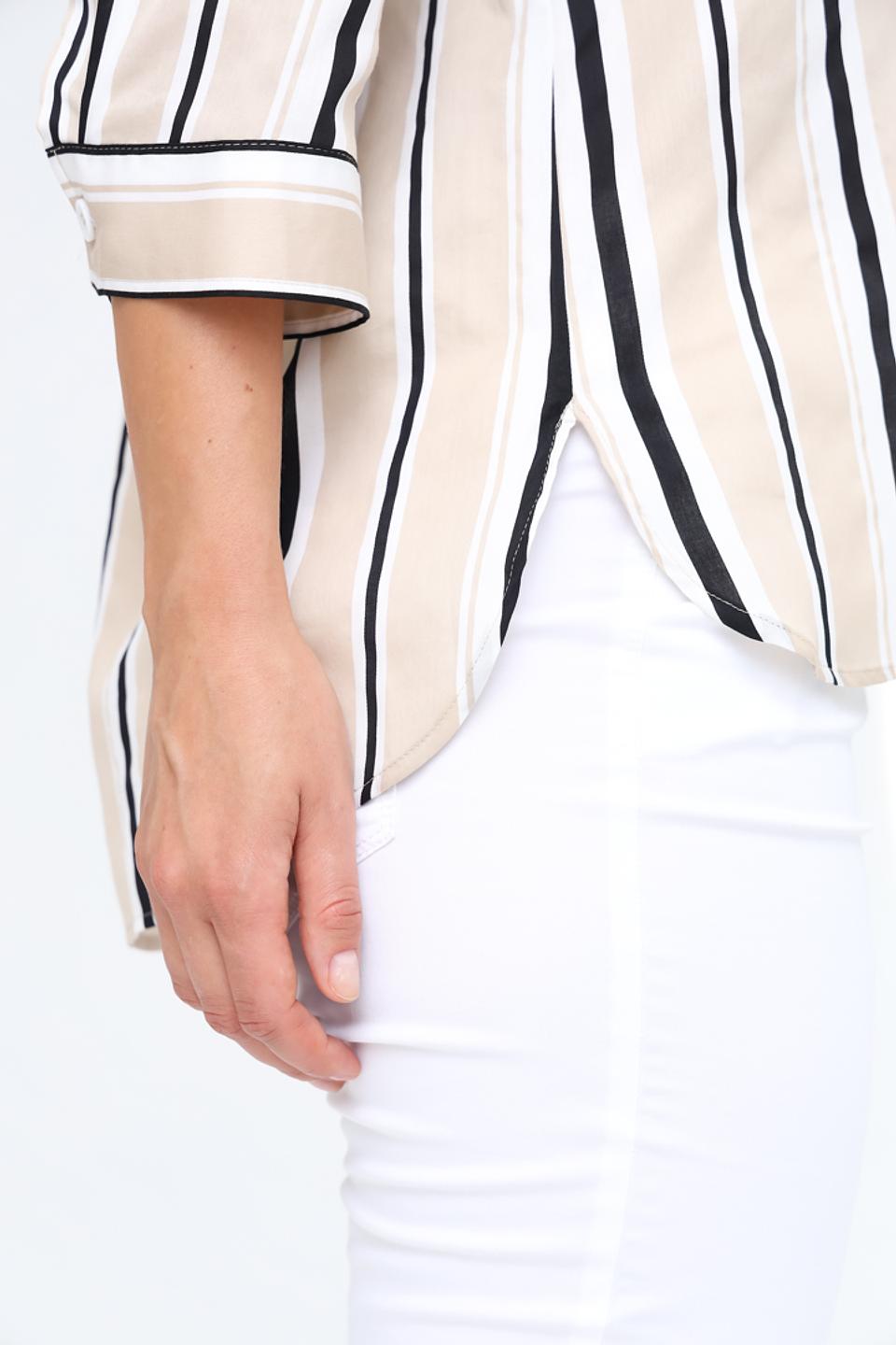 Рубашка SE Stenau в полоску бежевая