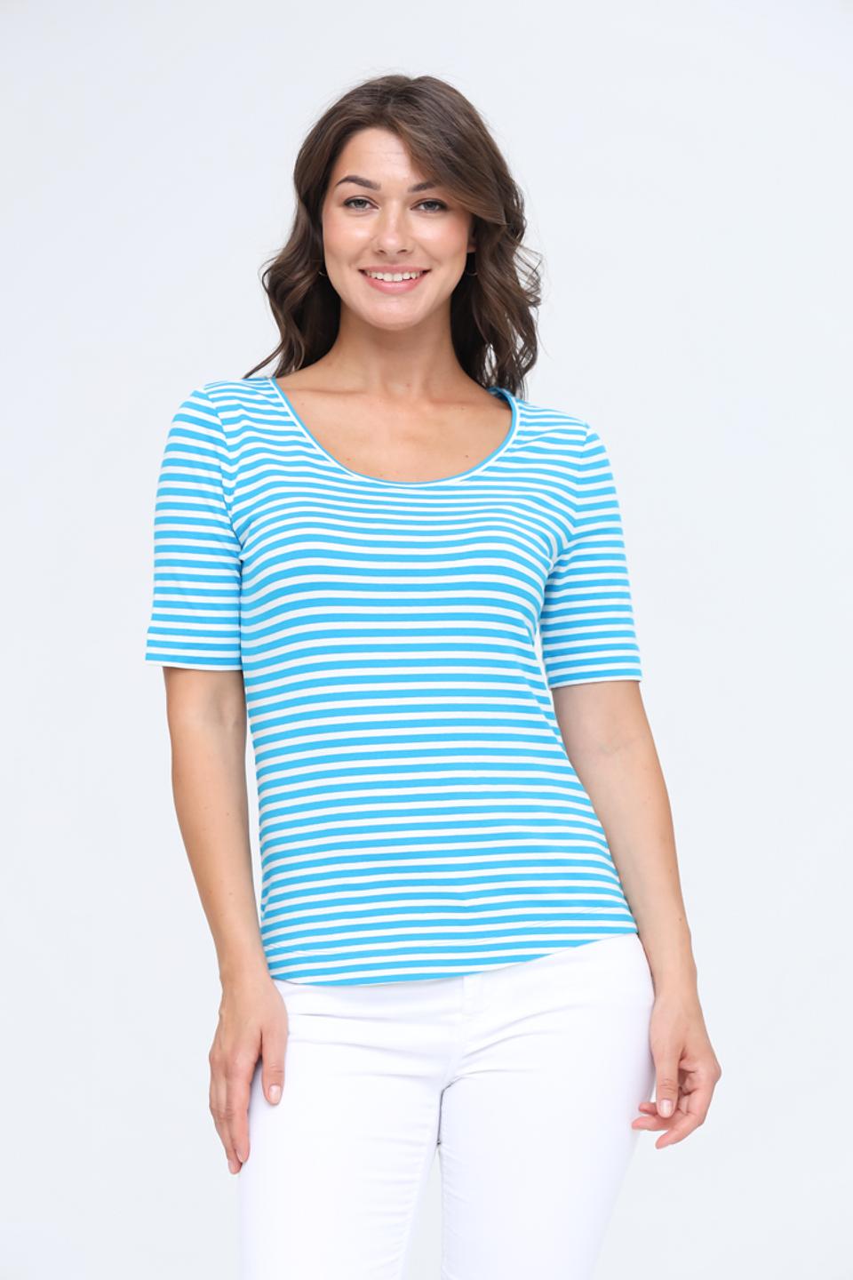 Футболка Oui в полоску бирюзовая