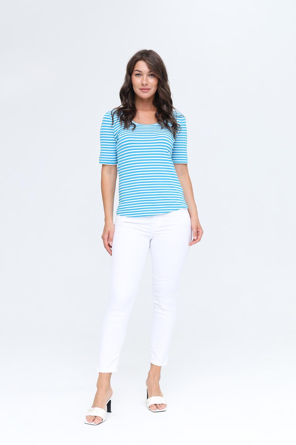 Футболка Oui в полоску бирюзовая