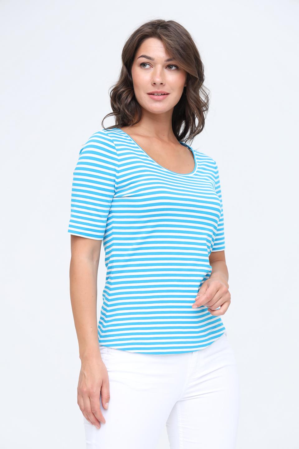 Футболка Oui в полоску бирюзовая