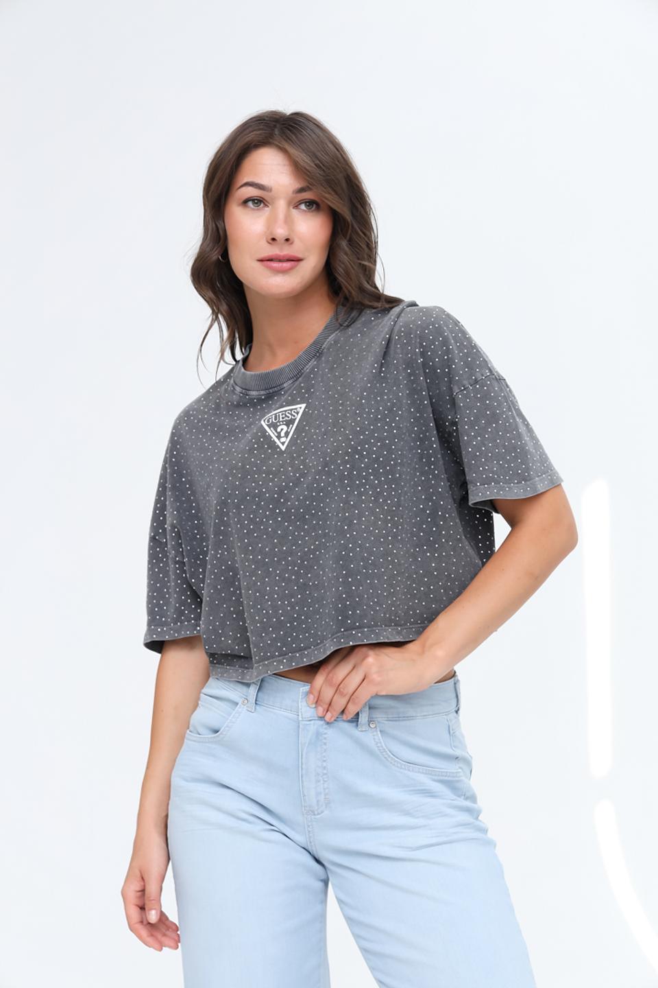 Футболка Guess жен. с логотипом серая