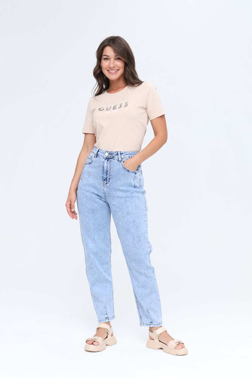 Футболка Guess жен. с логотипом бежевая