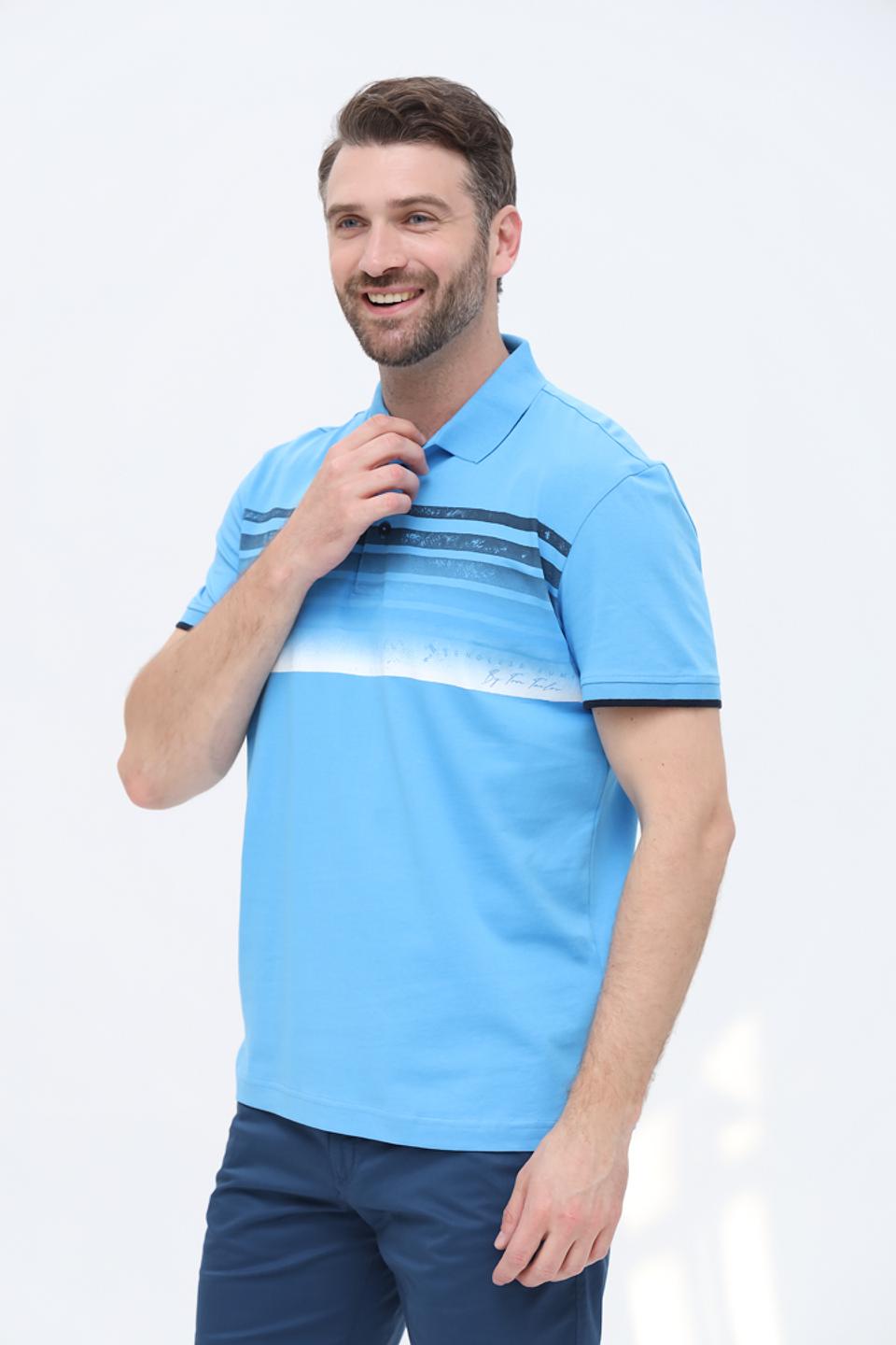 Поло Tom Tailor с полосками голубой