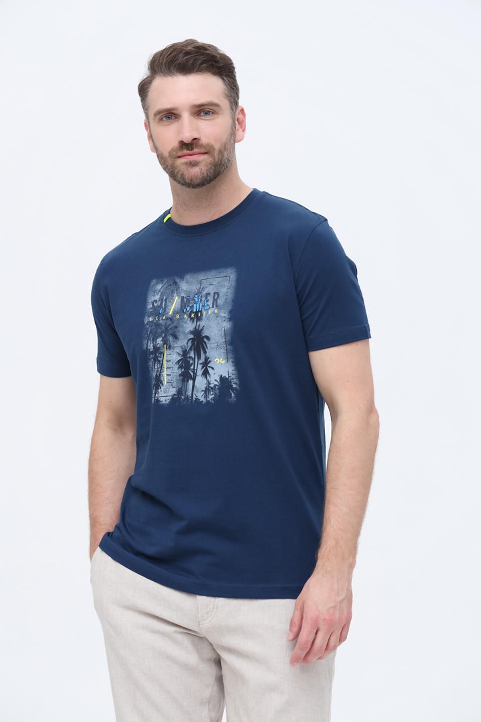 Футболка Sea Barrier с принтом синяя