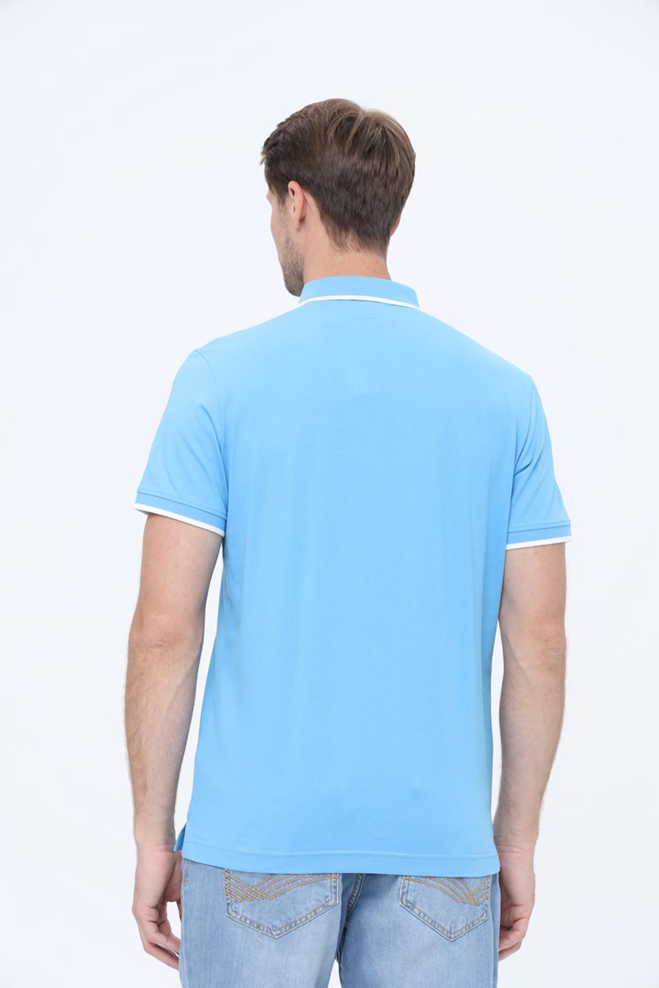 Поло Tom Tailor голубое с белой отделкой