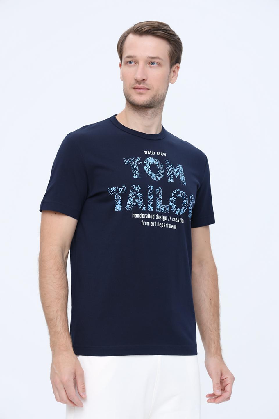 Футболка Tom Tailor с принтом темно-синяя