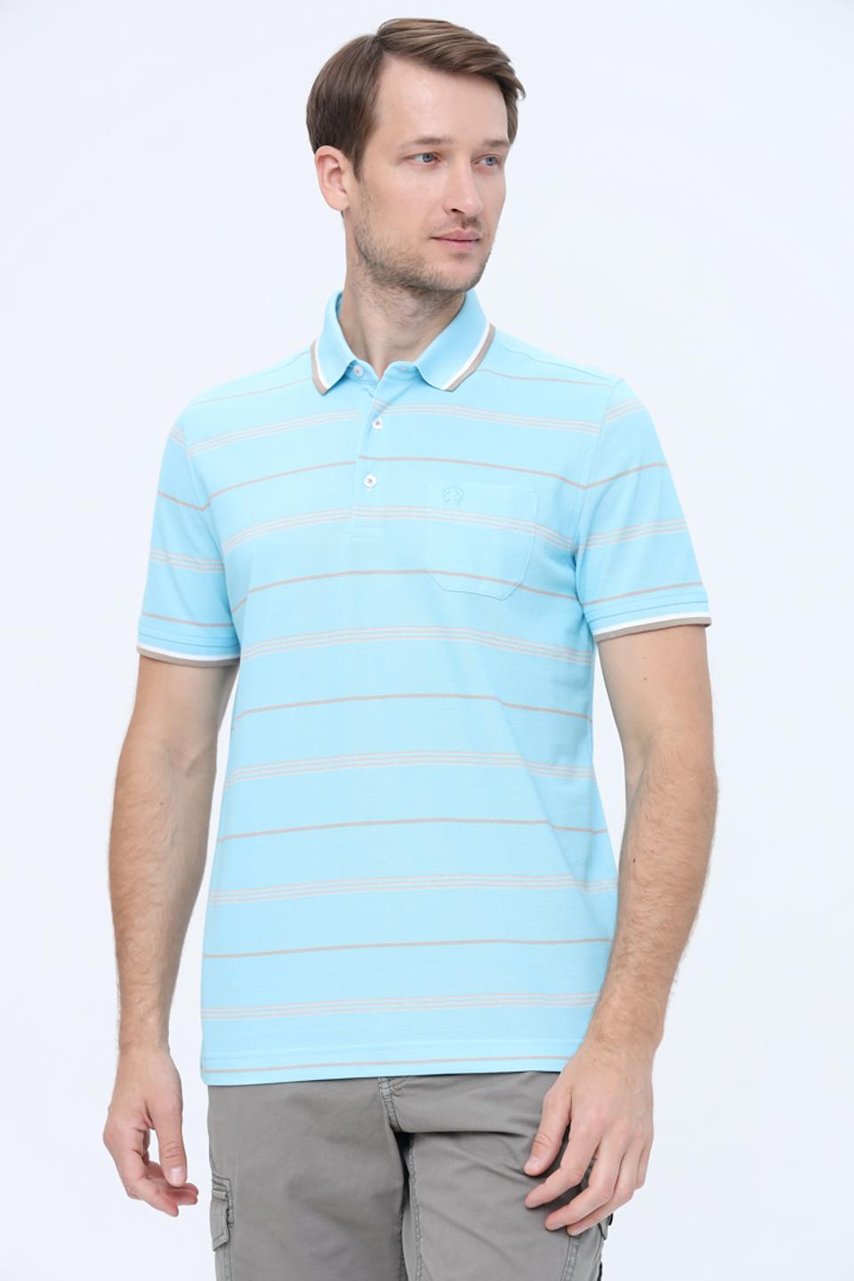 Поло Claudio Campione в полоску голубой