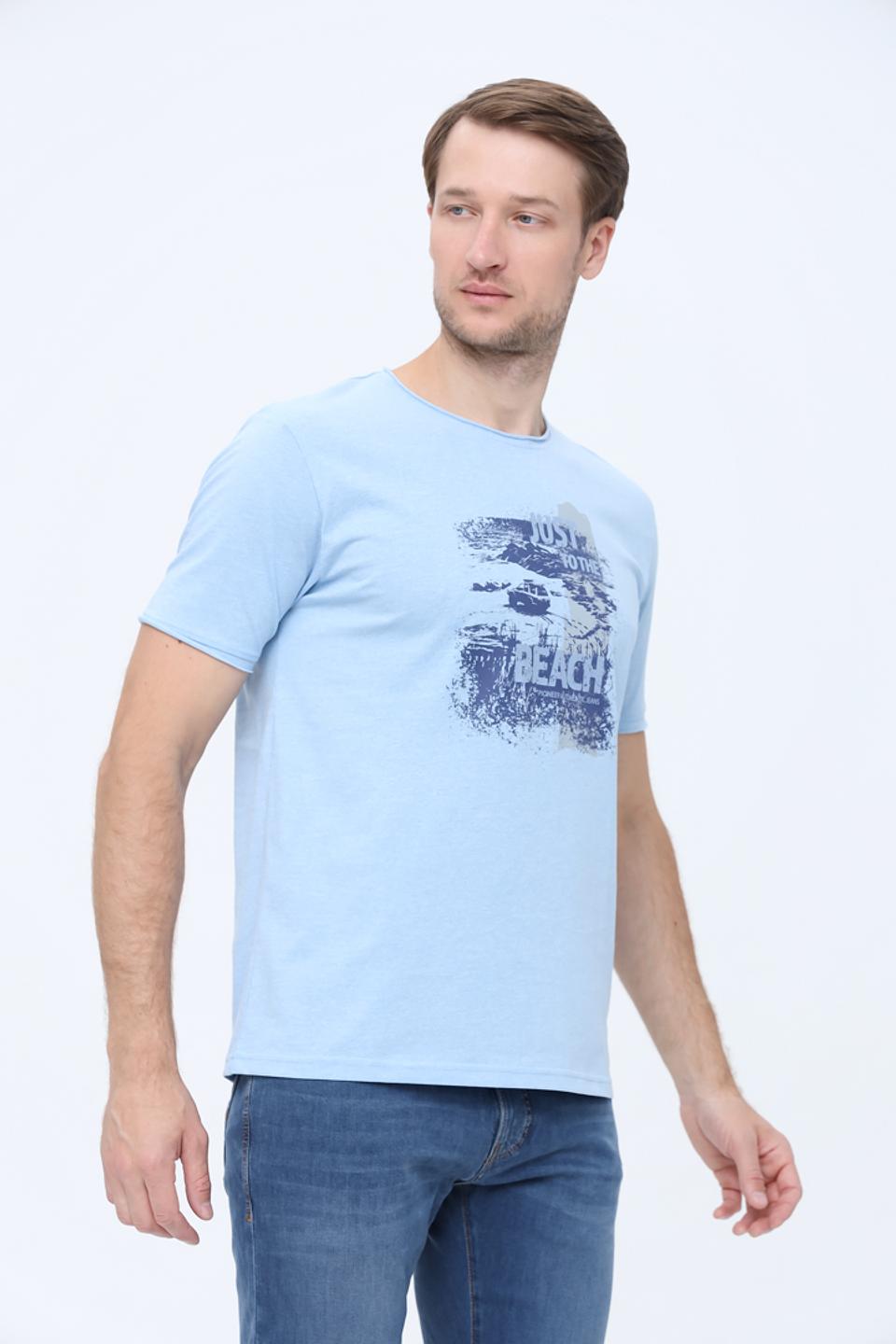 Футболка Pioneer с принтом голубая