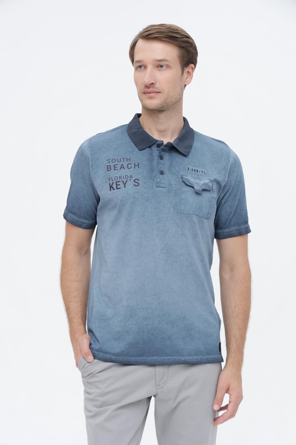 Поло Casa Moda с принтом голубой