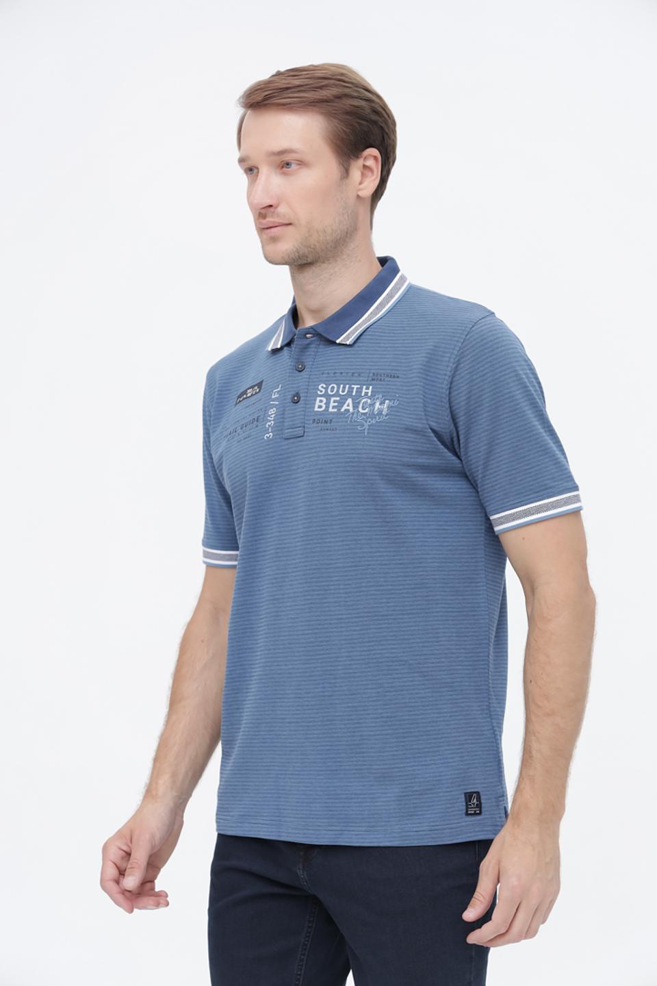 Поло Casa Moda в полоску голубой