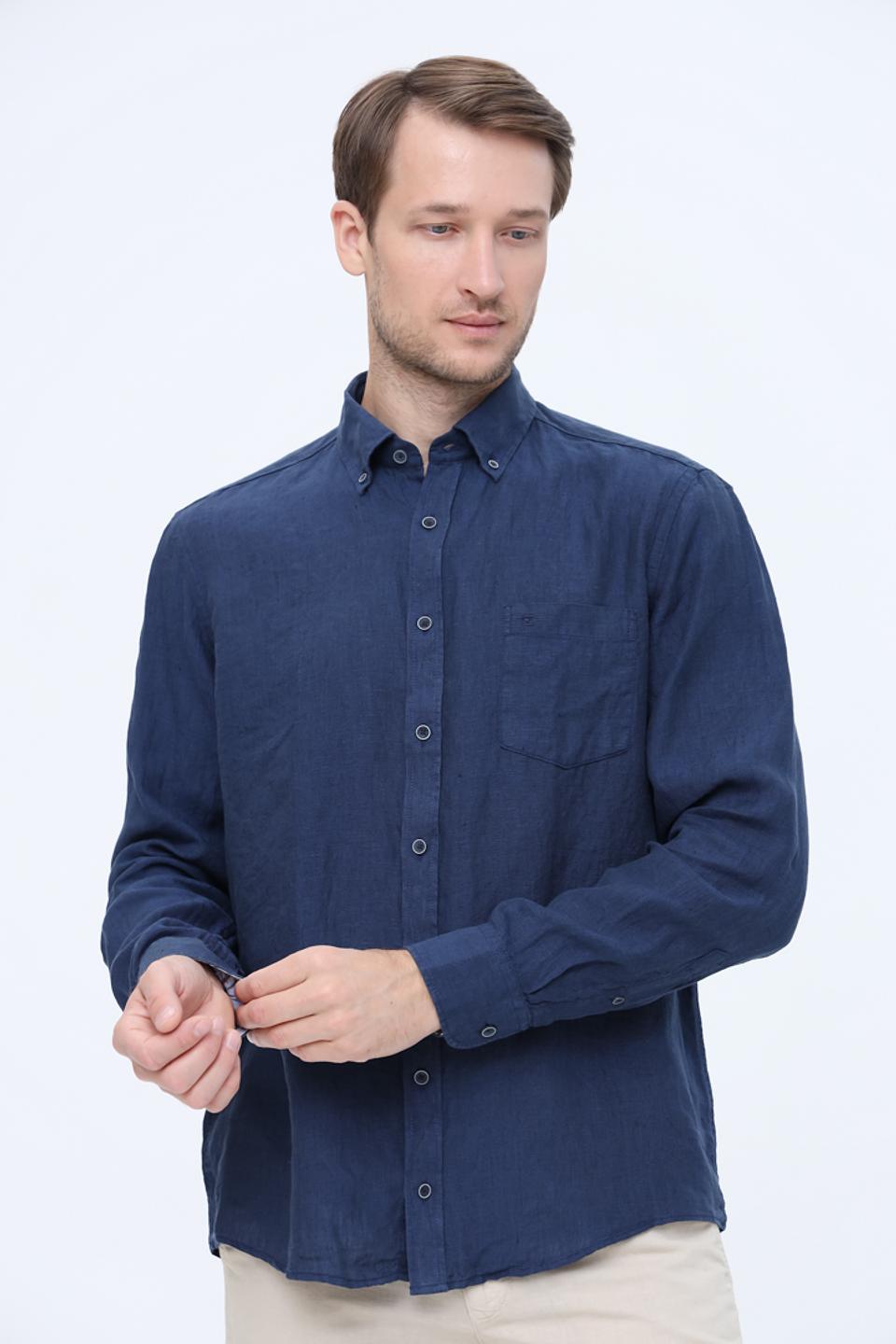 Рубашка Casa Moda men синяя лён