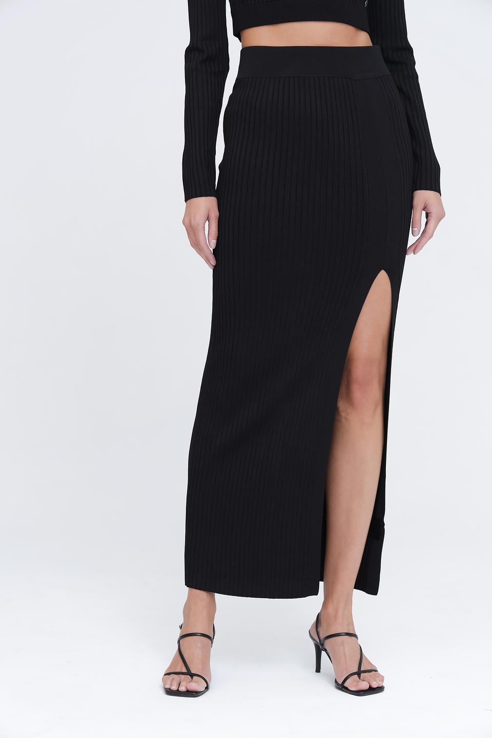 Юбка Guess чёрная трикотажная с разрезом