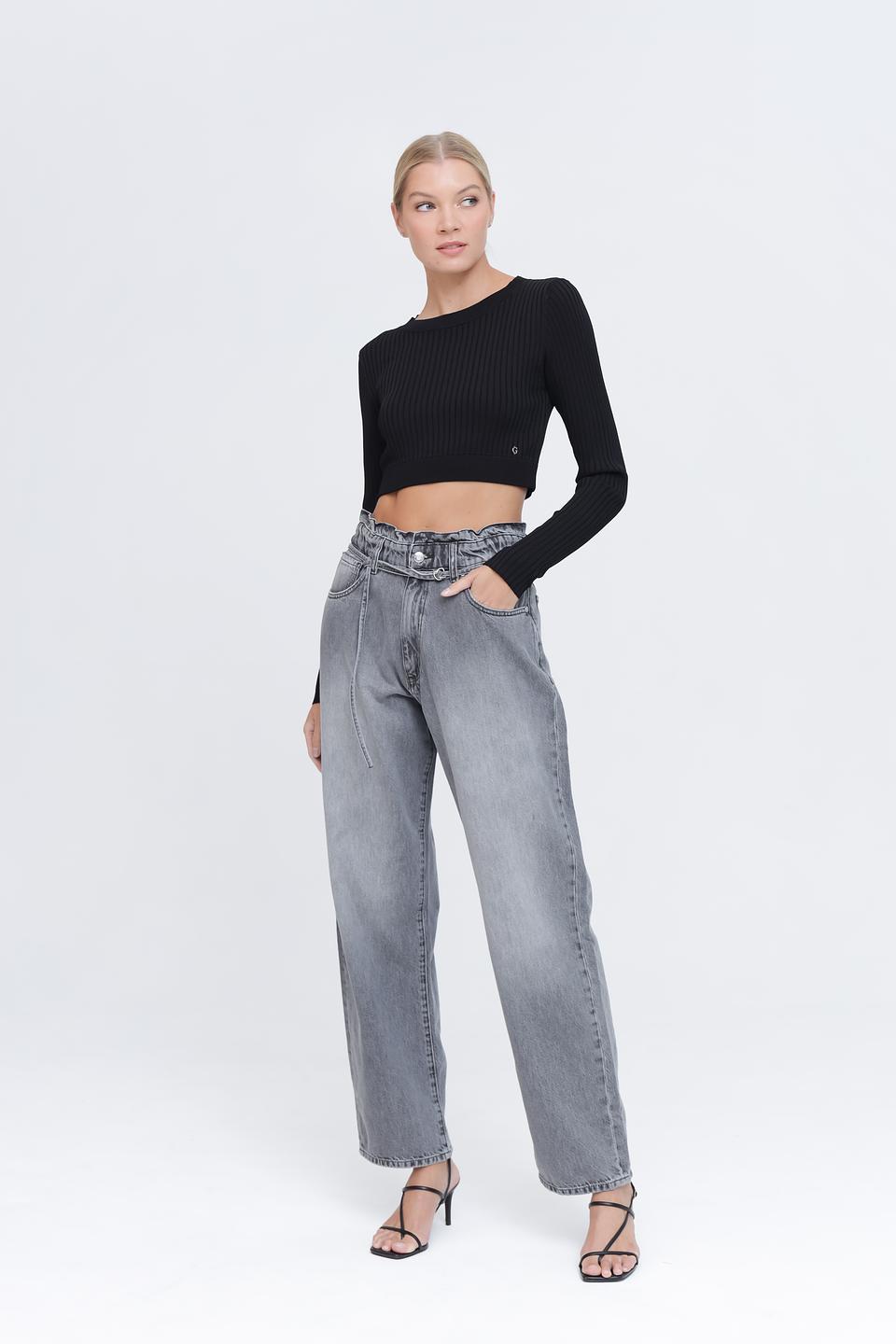 Топ Guess жен. чёрный с длинным рукавом