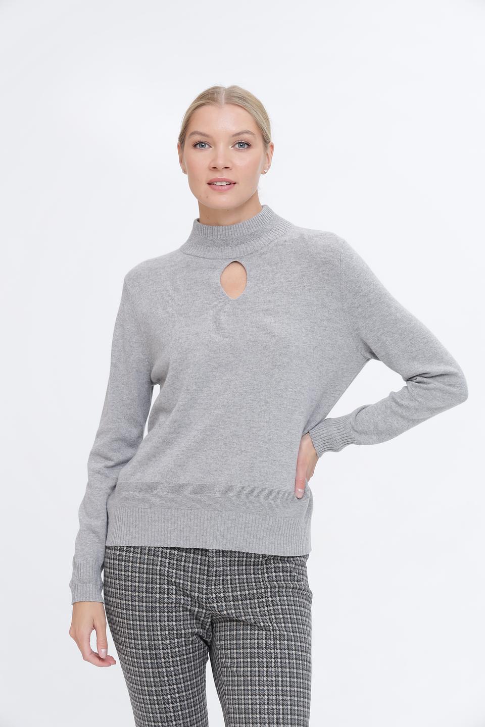 Пуловер Pezzo серый с вырезом