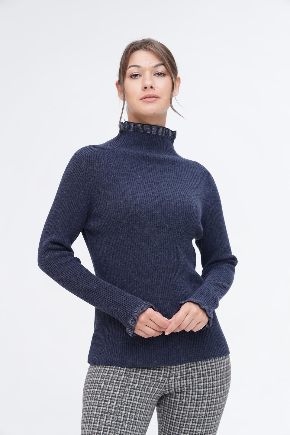 Пуловер Pezzo с воротником-стойкой тёмно-синий