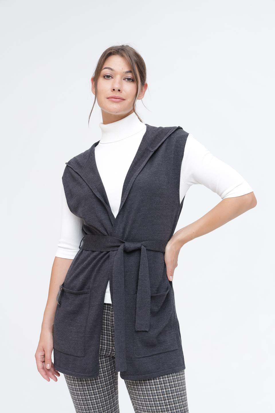 Жилет Pezzo с капюшоном серый